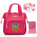 HappyVk- Baby Doll Diaper Bag with Doll Changing Pad and Doll Accessories Set - Handbag for Girls - Cute Owl Embroidery