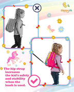 HappyVk Backpack with Leash for Kids - Anti Lost Walking Toddler Leash - Unicorn Design - for 1-4 Years Old Girls