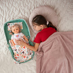 HappyVk Baby Doll Bed Set-Portable Doll Bassinet for Dolls up to 21 inches - Handbag for Girl - Love Design