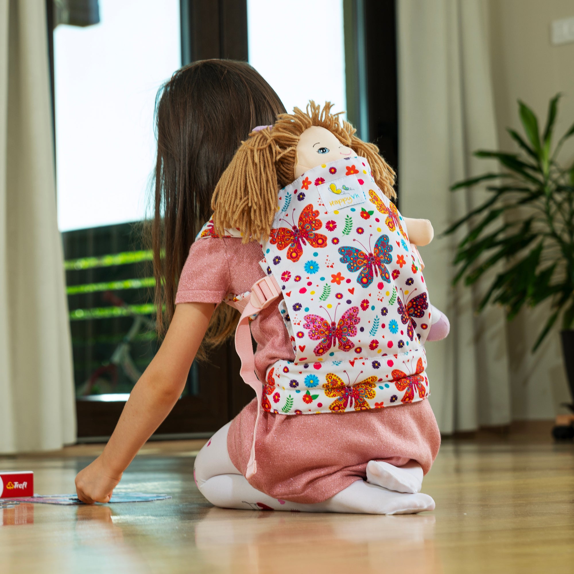 HappyVk Baby Doll Carrier Toy Doll Carrier Front Back for little girls Doll Accessories Butterfly