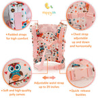 HappyVk- Baby Doll Carrier - Front and Back Carry Positions - Adjustable Straps- Pretend Play Toy for Girls - Cute Owl