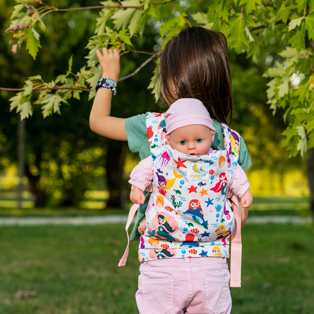 HappyVk Baby Doll Carrier for Reborn Kids Toy Play Carrier Doll Accessories Mermaid