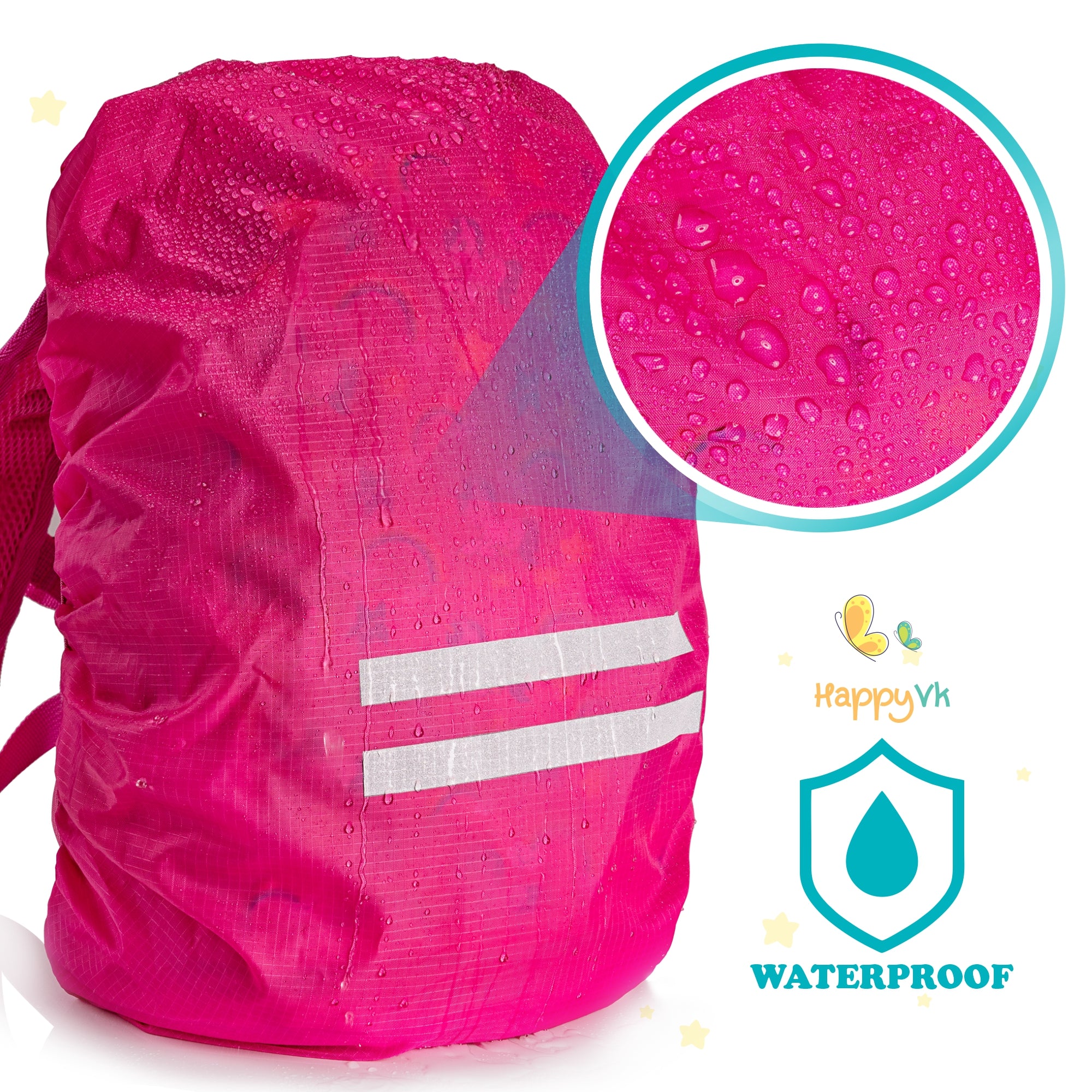 HappyVk- Packable Kids Backpack Luminous Unicorn 9L, 3-5 years old, Lightweight Toddler backpack, Foldable Kids Hiking Daypack with Rain Cover included