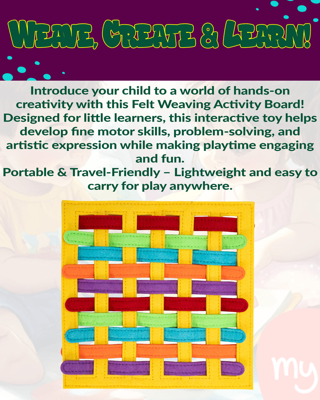 HappyVk Busy Book for Toddlers - Montessori Travel Toys with 13 Educational Activities - My Quiet Book - and A Felt Activity Board Game with 10 Weaving Strips
