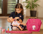 HappyVk- Baby Doll Diaper Bag with Doll Changing Pad and Doll Accessories Set - Handbag for Girls - Cute Luminous Cat mbroidery