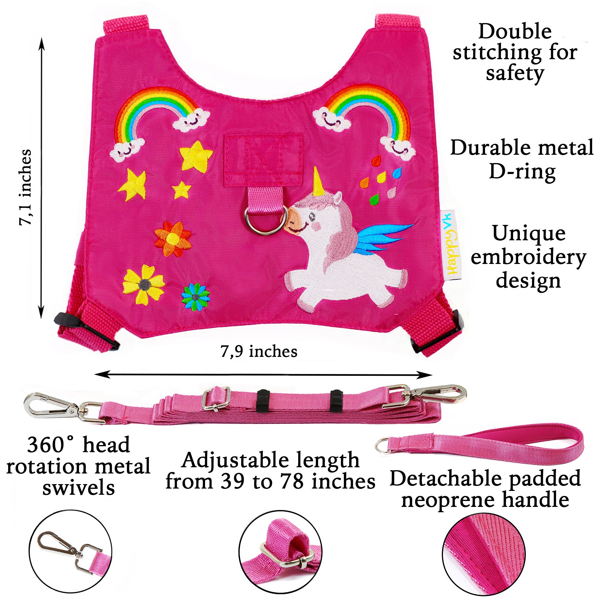 HappyVk-Toddler Leash-Baby Leash and Belt for Parents- Ages 1-4- Unicorn