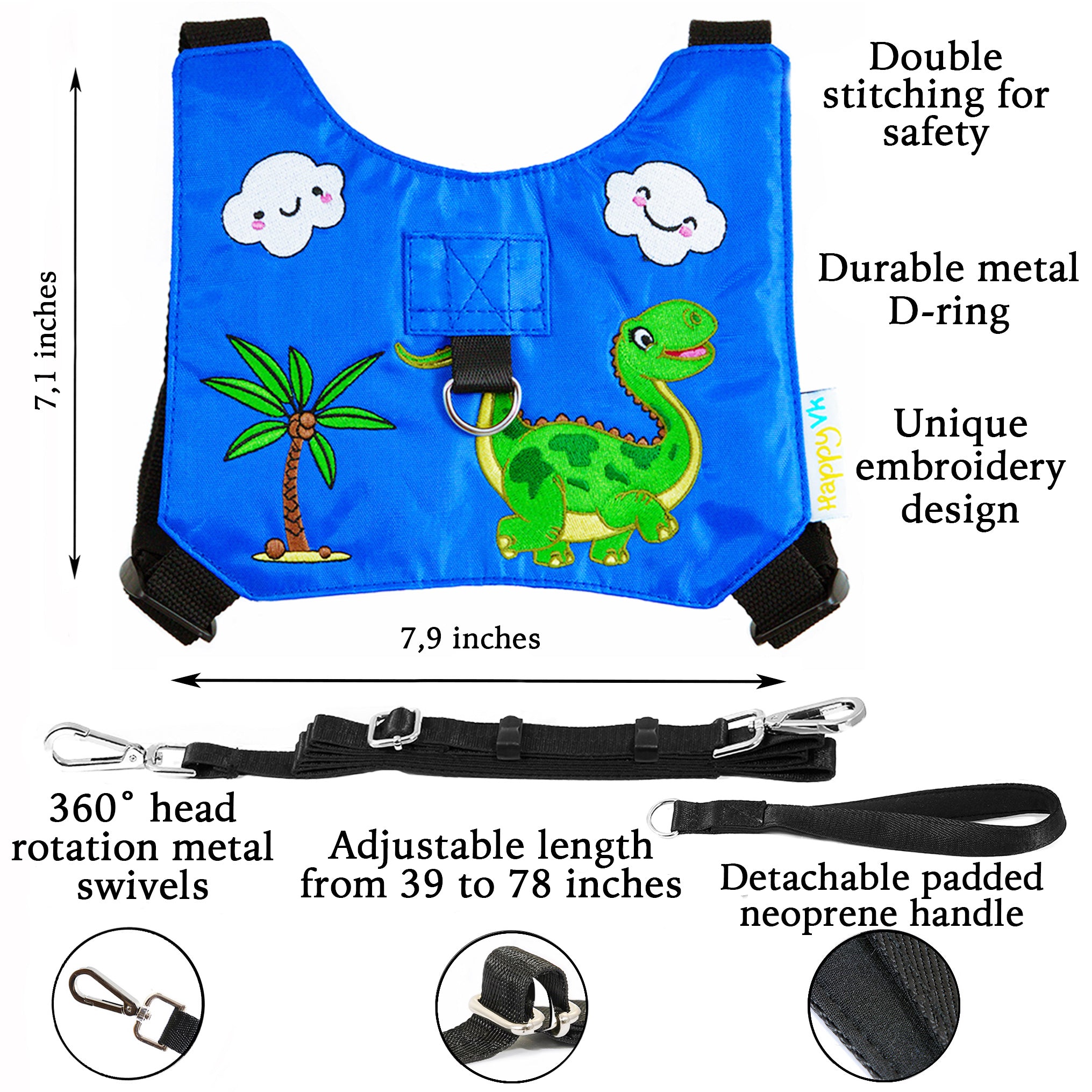 HappyVk-Toddler Leash-Baby Leash and Belt for Parents- Ages 1-4- Dinosaur