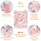 HappyVk Baby Doll Carrier for Little Girls Kids Toy Baby Carrier for Reborn Baby Doll Accessories Pink Roses
