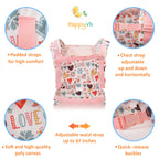 HappyVk - Baby Doll Carrier Kids Toy Carrier for Dolls Front and Back with Adjustable Straps Doll Accessories - Pink - Love Design