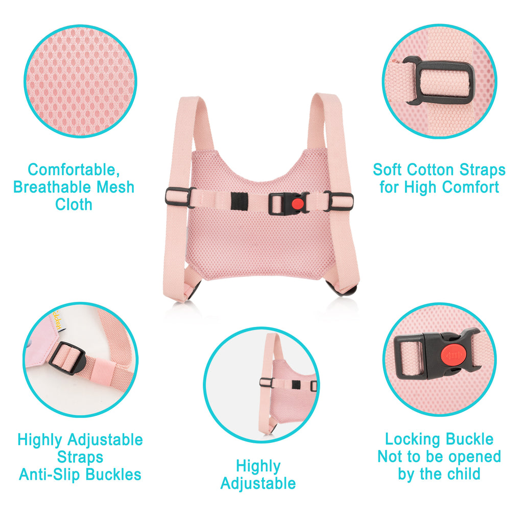 HappyVk -Toddler Leash- Baby Harness Anti-Lost Wrist Link - Ages 1-4- Pink