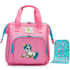 HappyVk- Pink Baby Doll Diaper Bag with Doll Changing Pad- Handbag for Girls - Unicorn Embroidery