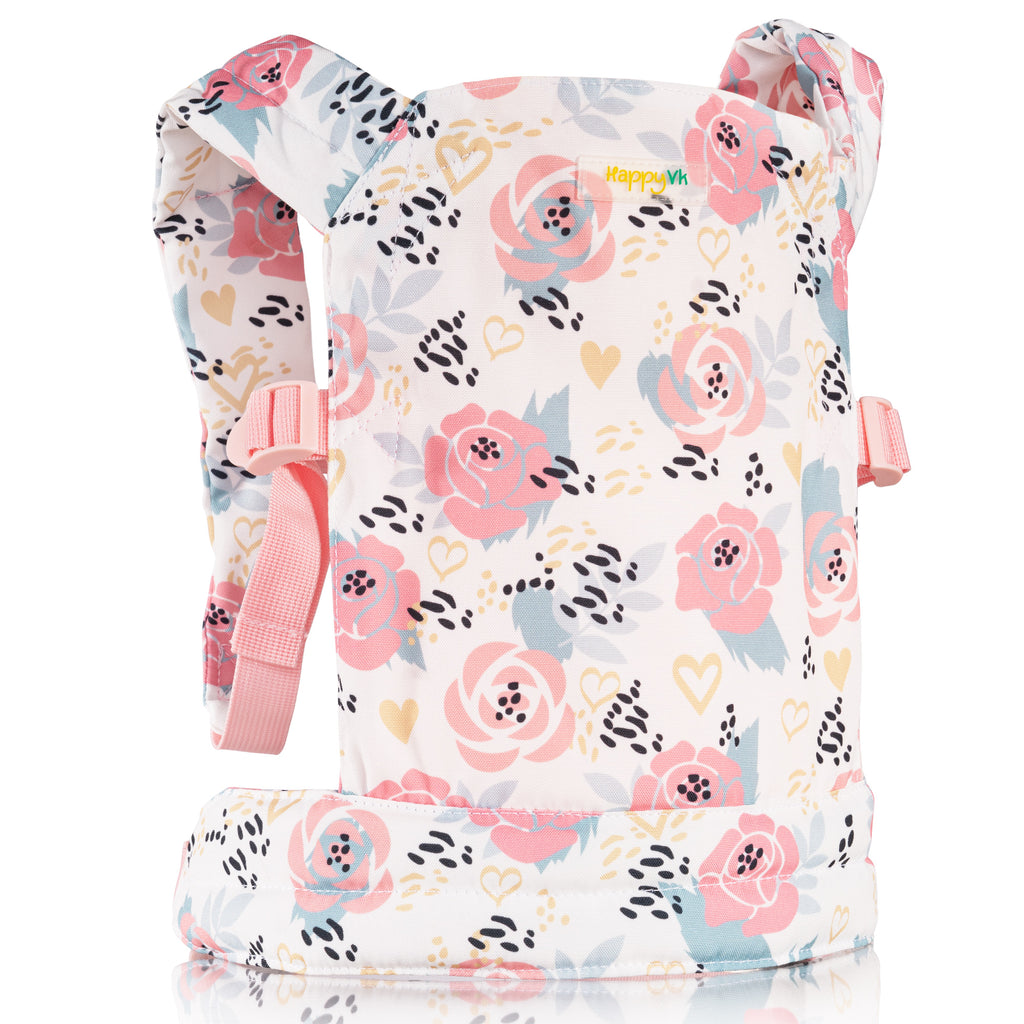 HappyVk Baby Doll Carrier for Little Girls Kids Toy Baby Carrier for Reborn Baby Doll Accessories Pink Roses