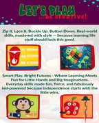 HappyVk Busy Book for Toddlers - Montessori Travel Toys with 13 Educational Activities - My Quiet Book - and A Felt Activity Board Game with 10 Weaving Strips