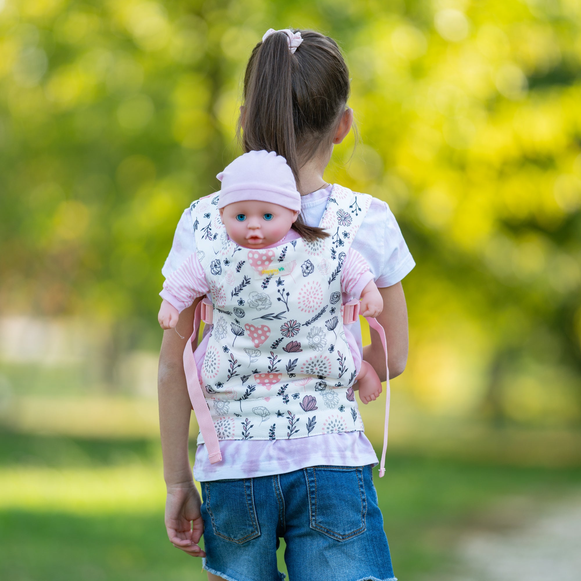 HappyVk -Baby Doll Carrier -Toy Baby Carrier for Reborn Doll -Cute Flowers