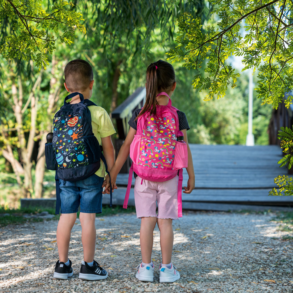 HappyVk- Packable Kids Backpack Luminous Galaxy 9L, 3-5 years old, Lightweight Toddler backpack, Foldable Kids Hiking Daypack with Rain Cover included