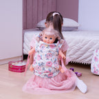 HappyVk Baby Doll Carrier for Little Girls Kids Toy Baby Carrier for Reborn Baby Doll Accessories Pink Roses