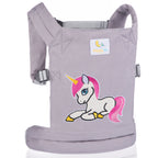 HappyVk - Baby Doll Carrier Unicorn Embroidery Front & Back Carry Positions Pretend Play Toy for Girls Ages 3+ Adjustable Straps & Cotton Canvas